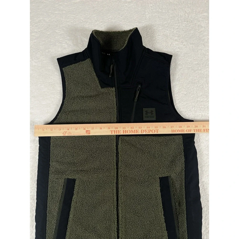 Under Armour Mission Boucle Green Fleece Full Zip Mock Sherpa Vest Men's‎ Small